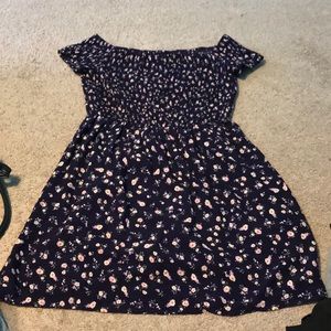 Purple floral off the shoulder dress